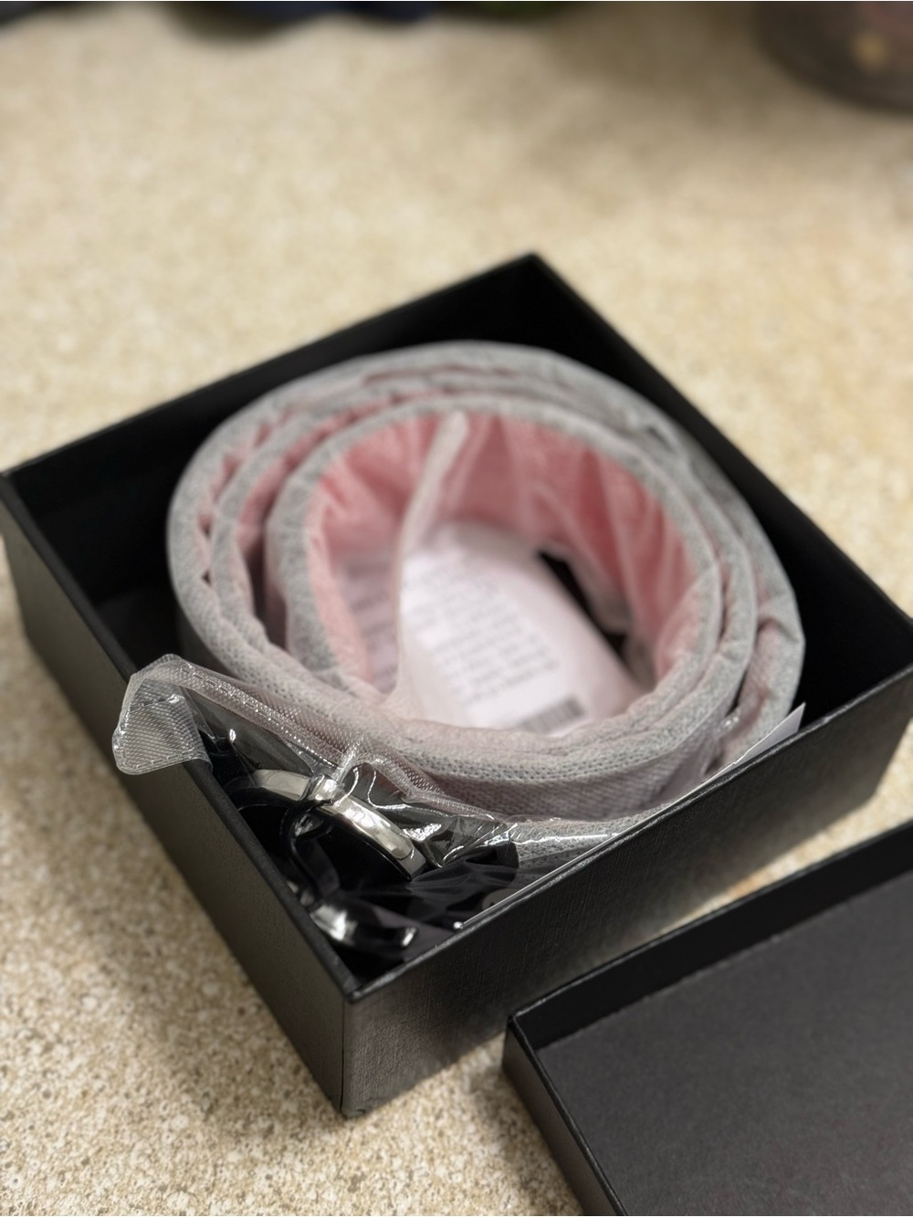 Women’s Pink and Gray Fashion Belt with Polished Buckle